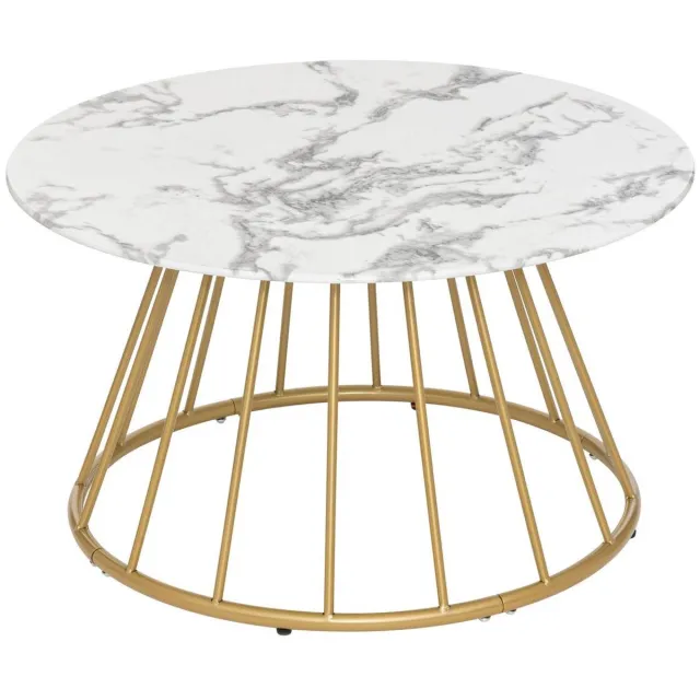 Atmosphera Créateur d'intérieur® Ronde salontafel van gehard glas met marmereffect en conisch onderstel RAYO Blanc
