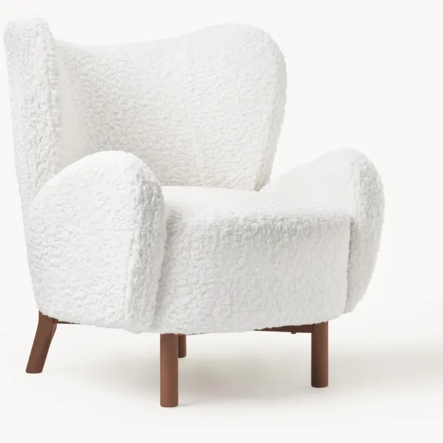 Westwing Collection Witte teddy fauteuil Kalia