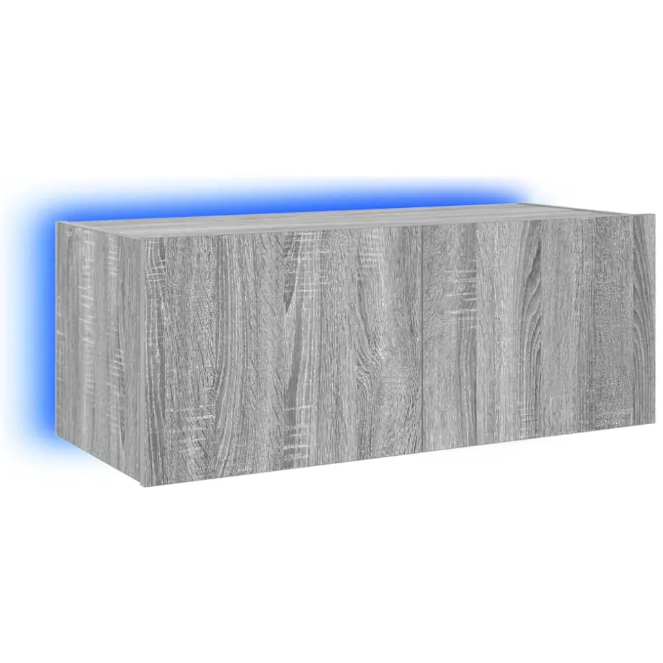 vidaXL Tv-wandmeubel met LED-verlichting 80x35x31 cm grijs sonoma