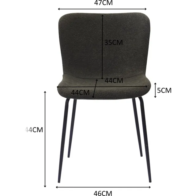 MODENUIT Eetkamerstoel - Hoge Ronde Rugleuning - Set van 2 - Ergonomische Zitting - Eetkamer - Stof Metaal Groen Groente