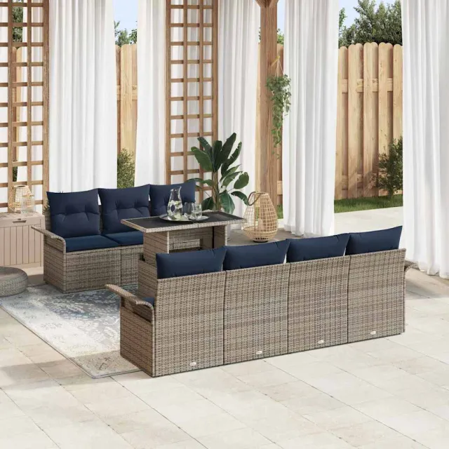 vidaXL Tuin Sofa Set 8 st Grijs poly rattan, foto 2