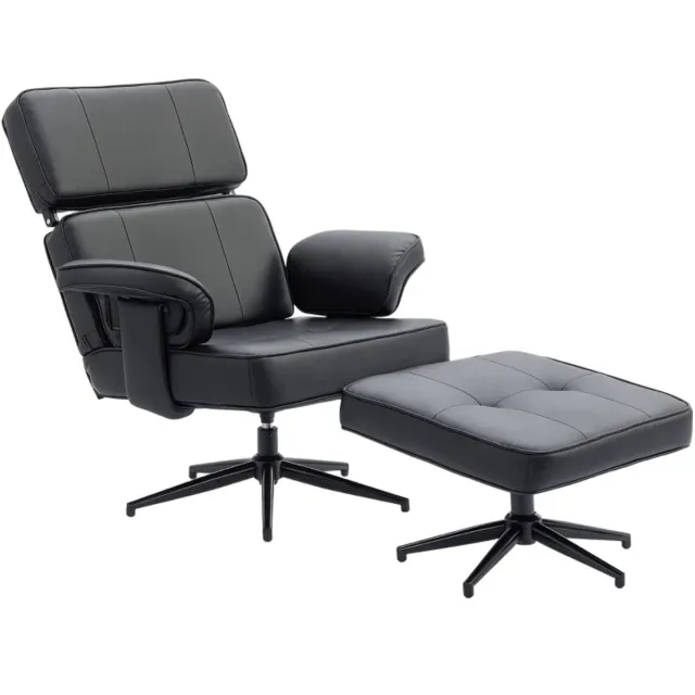 ZYLARO Relaxfauteuil met Voetenbank - Fauteuil - Moderne Relaxstoel - in Hoogte Verstelbare Hoofdsteun - tot 120 kg - Relaxstoel - Ligstoel - TV Stoel - Loungestoel - Leesstoel - Zwart