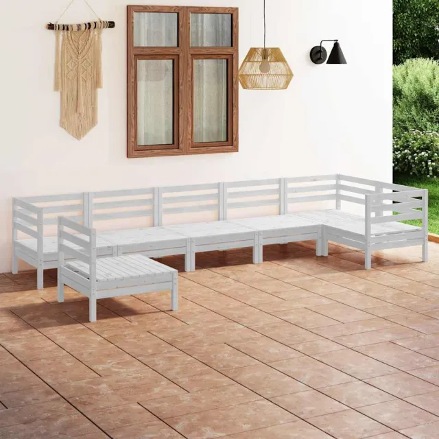 vidaXL 7-delige Loungeset massief grenenhout wit, foto 2