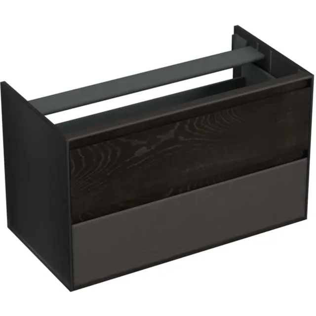 Forzalaqua Onderkast Forzalaqua Reno 2.0 100x51x60 Cm 2 Lades Softclose Eiken Black Oiled Zwart