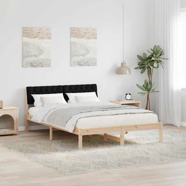 vidaXL Bedframe Bruin en zwart 160 x 200 cm Massief grenenhout