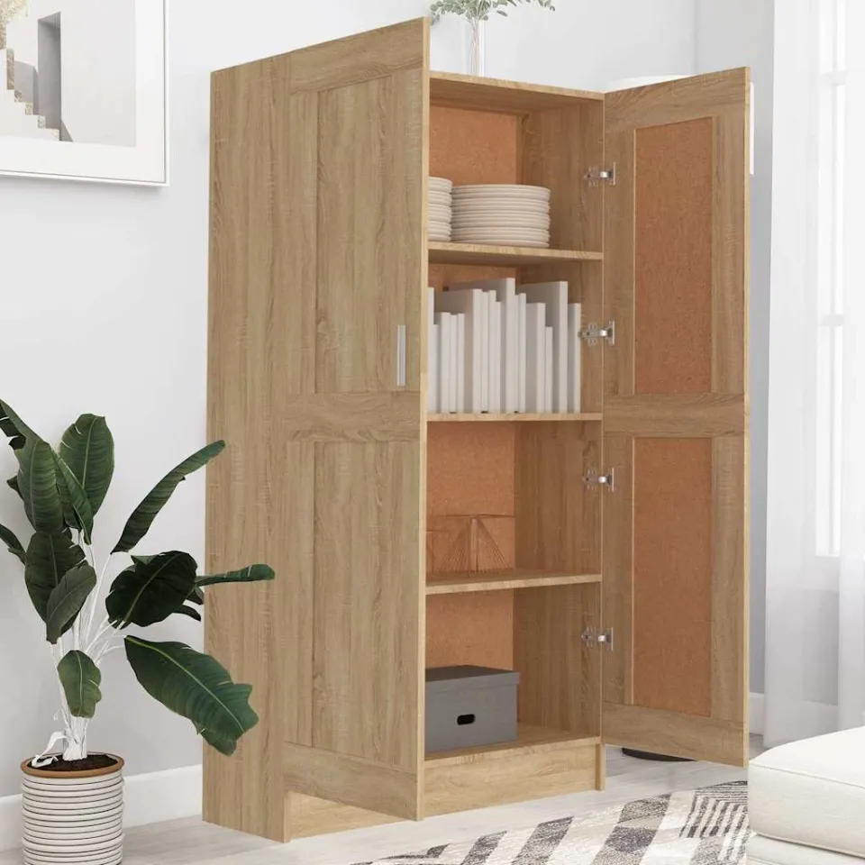 vidaXL Boekenkast 82,5x30,5x150 cm bewerkt hout sonoma eikenkleurig, foto 4