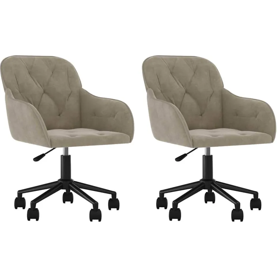 vidaXL Eetkamerstoelen draaibaar 2 st fluweel lichtgrijs grijs, foto 3