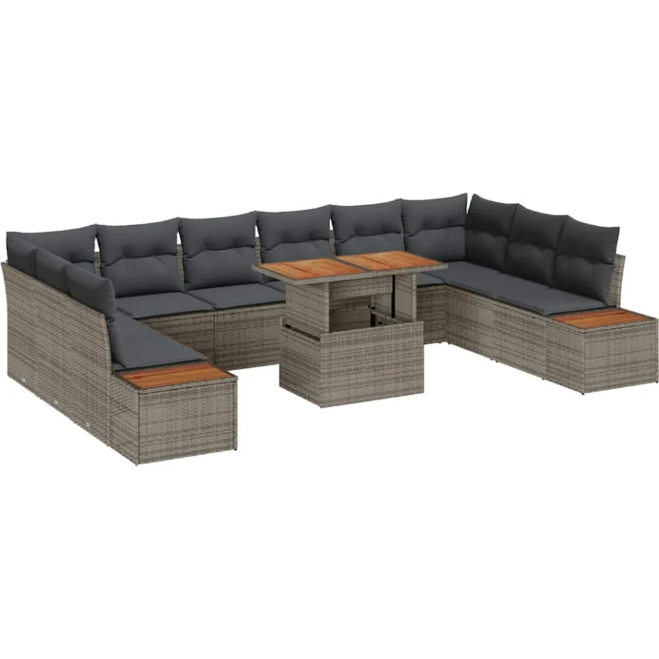 vidaXL Tuin Sofa Set 11 st Grijs Poly riet