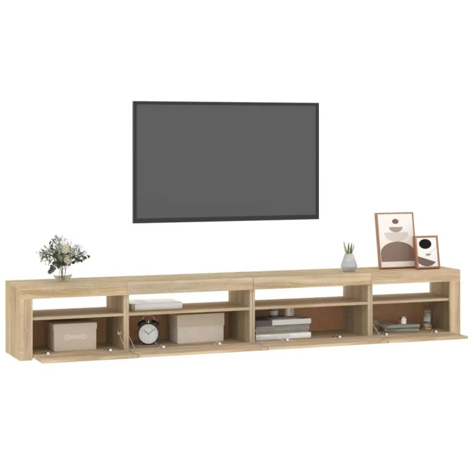 vidaXL Tv-meubel met LED-verlichting 270x35x40 cm sonoma eikenkleurig, foto 3