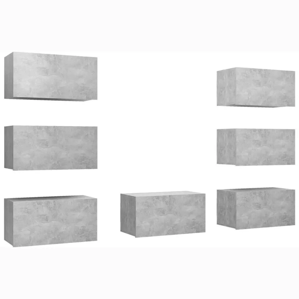 vidaXL Tv-meubelen 7 st 30,5x30x60 cm bewerkt hout betongrijs grijs, foto 3