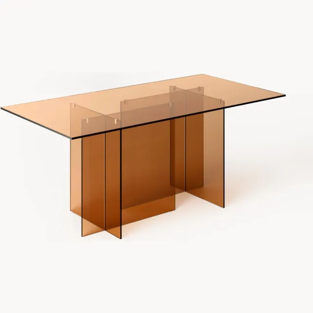 Westwing Collection Glazen eettafel Anouk, in verschillende formaten Transparant, Bruin