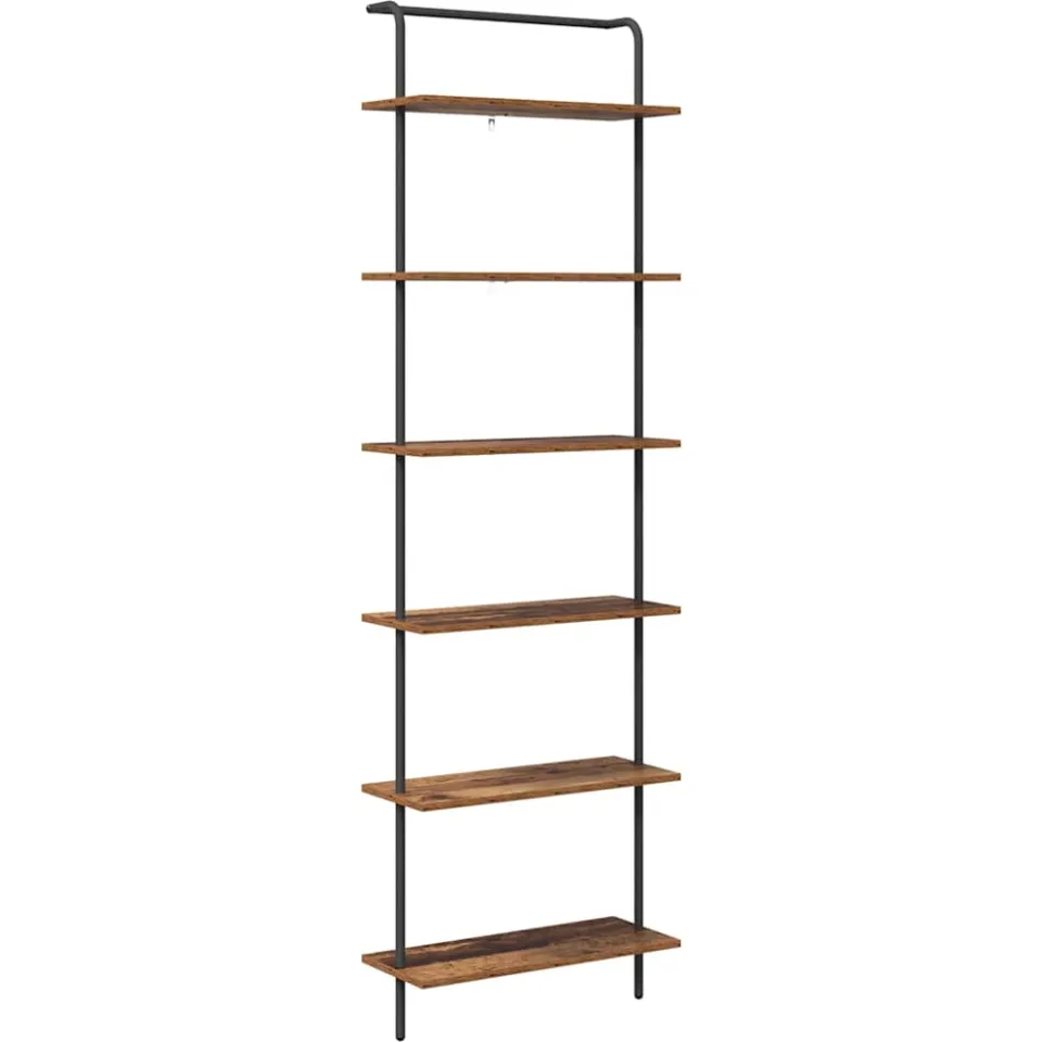 vidaXL Boekenkast 6-laags 60 x 24 x 203 cm Bewerkt hout Oudhout bruin, foto 3