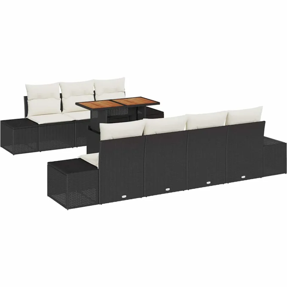 vidaXL Tuin Sofa Set 8 st Zwart Poly riet