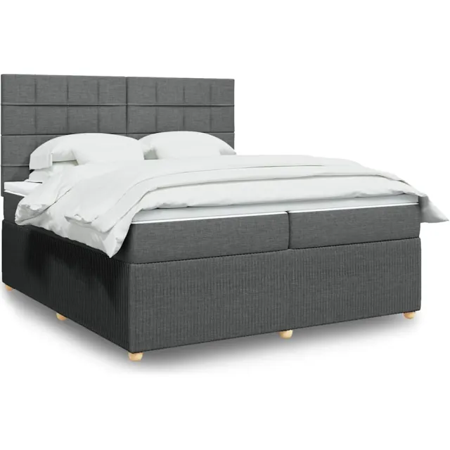 vidaXL Boxspring met matras stof donkergrijs 200x200 cm grijs