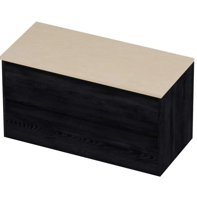 Proline Deck Badmeubelset Hardsteen Greeploos Symmetrisch Kader 100x46x54 cm Sand Stone Black Oak
