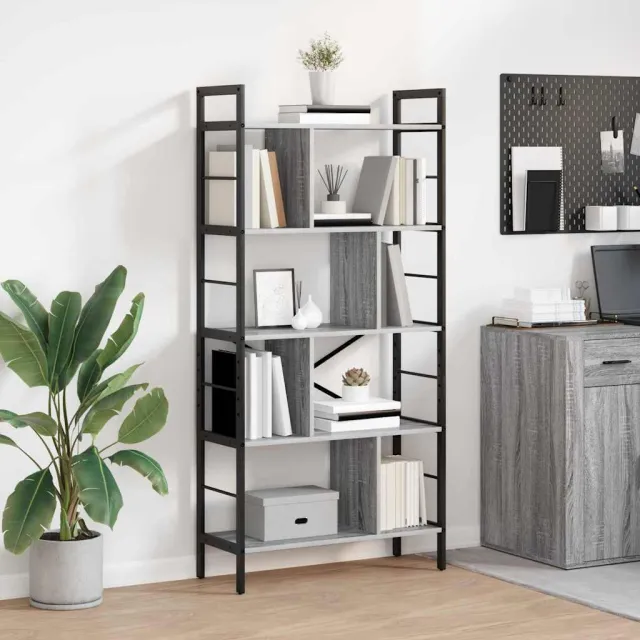 vidaXL Boekenkast 9-laags 75 x 30 x 156 cm Bewerkt hout Grijs Sonoma
