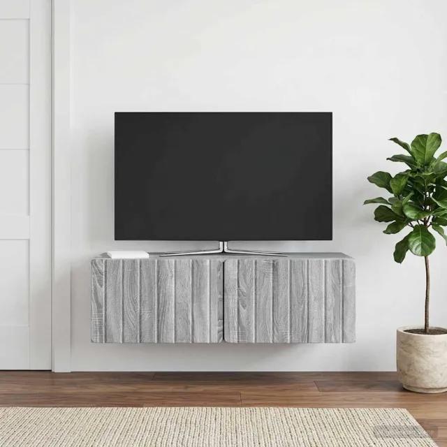 vidaXL Wandbeugel TV-kast 98 x 41 x 30 cm Grijs Sonoma Bewerkt hout
