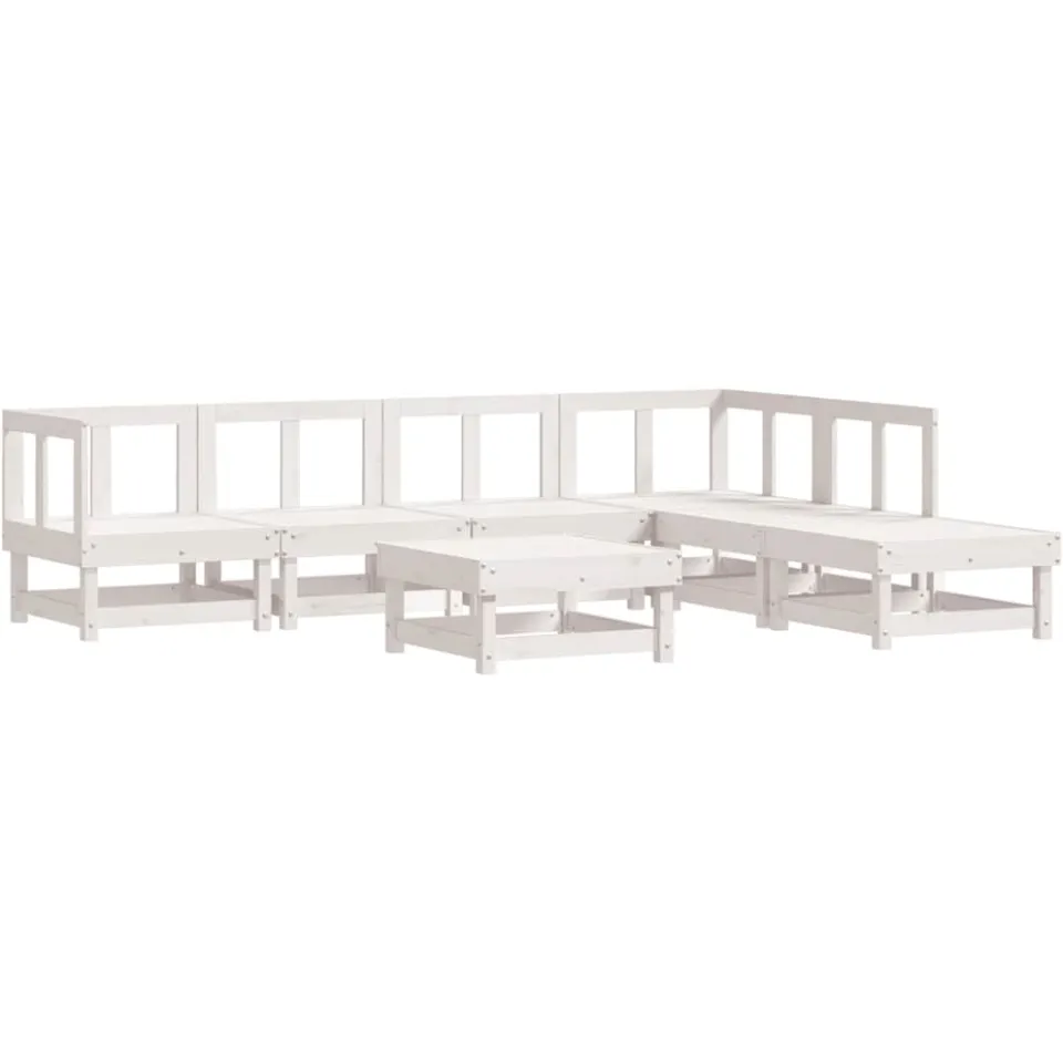vidaXL 7-delige Loungeset massief grenenhout wit, foto 3