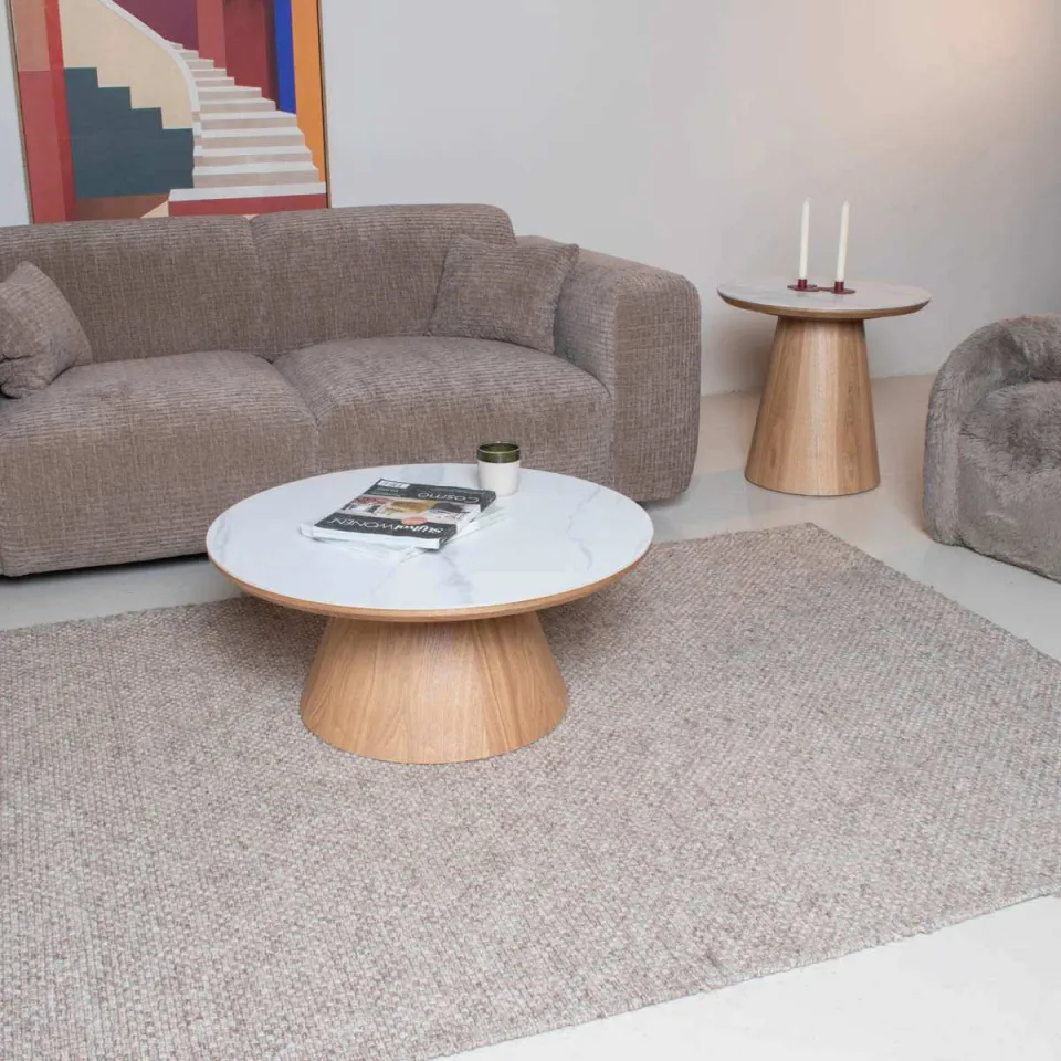 Giga Meubel Salontafel Alba - Rond Naturel Hout/Keramisch - 80x80x35cm, foto 4