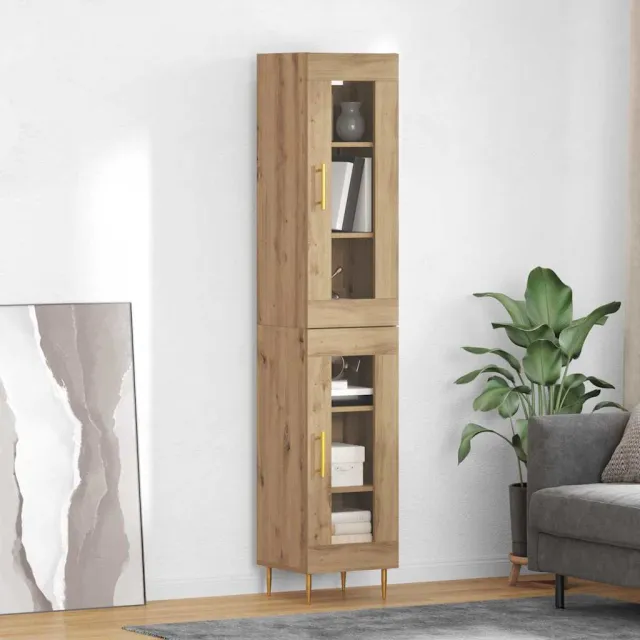 vidaXL Hoge kast 2 st Artisan Eiken 34,5 x 34 x 180 cm Bewerkt hout, foto 2