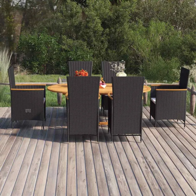 vidaXL 7-delige Tuinset poly rattan zwart, foto 2
