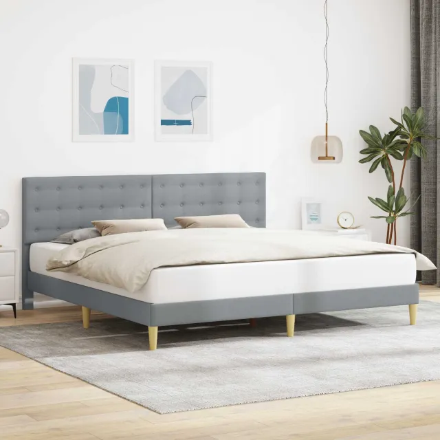 vidaXL Bedframe met hoofdeinde Lichtgrijs 180 x 200 cm Stof