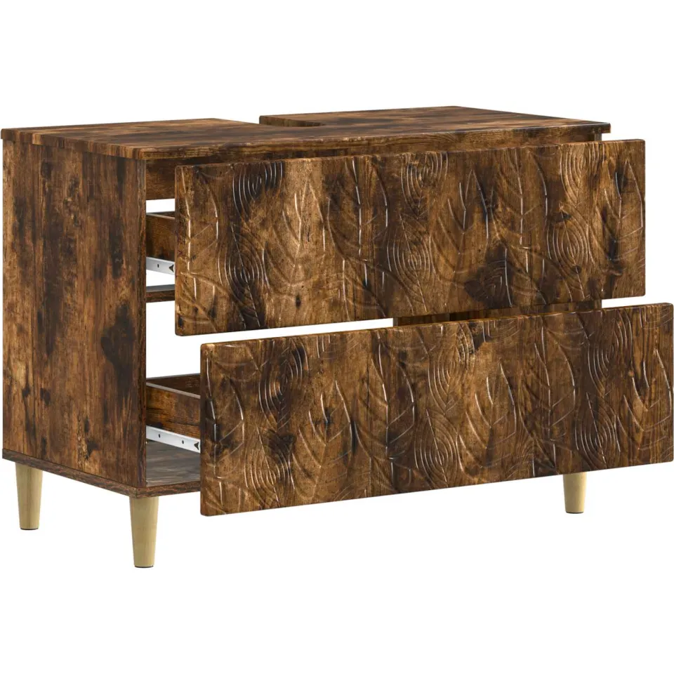 vidaXL Badkamer wastafelkast DELFT Gerookt eiken 82 x 41 x 59 cm Bruin