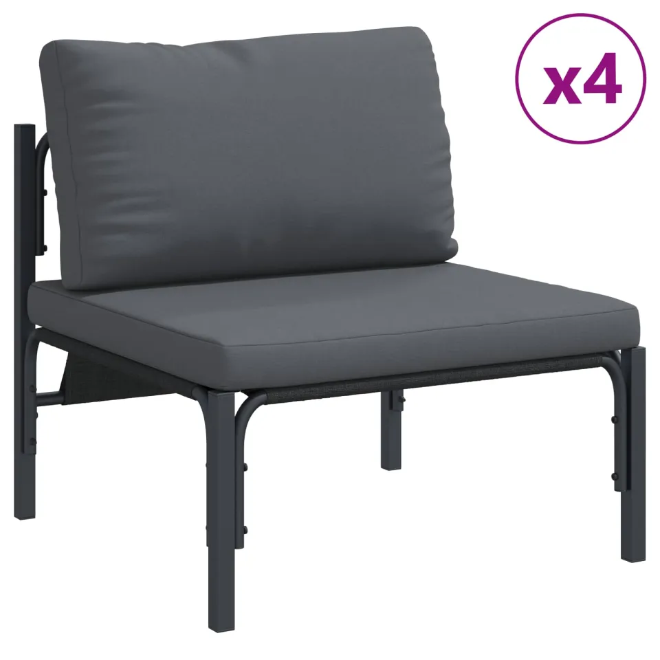 vidaXL Tuinbankenset 7 st Zwart Staal, foto 4