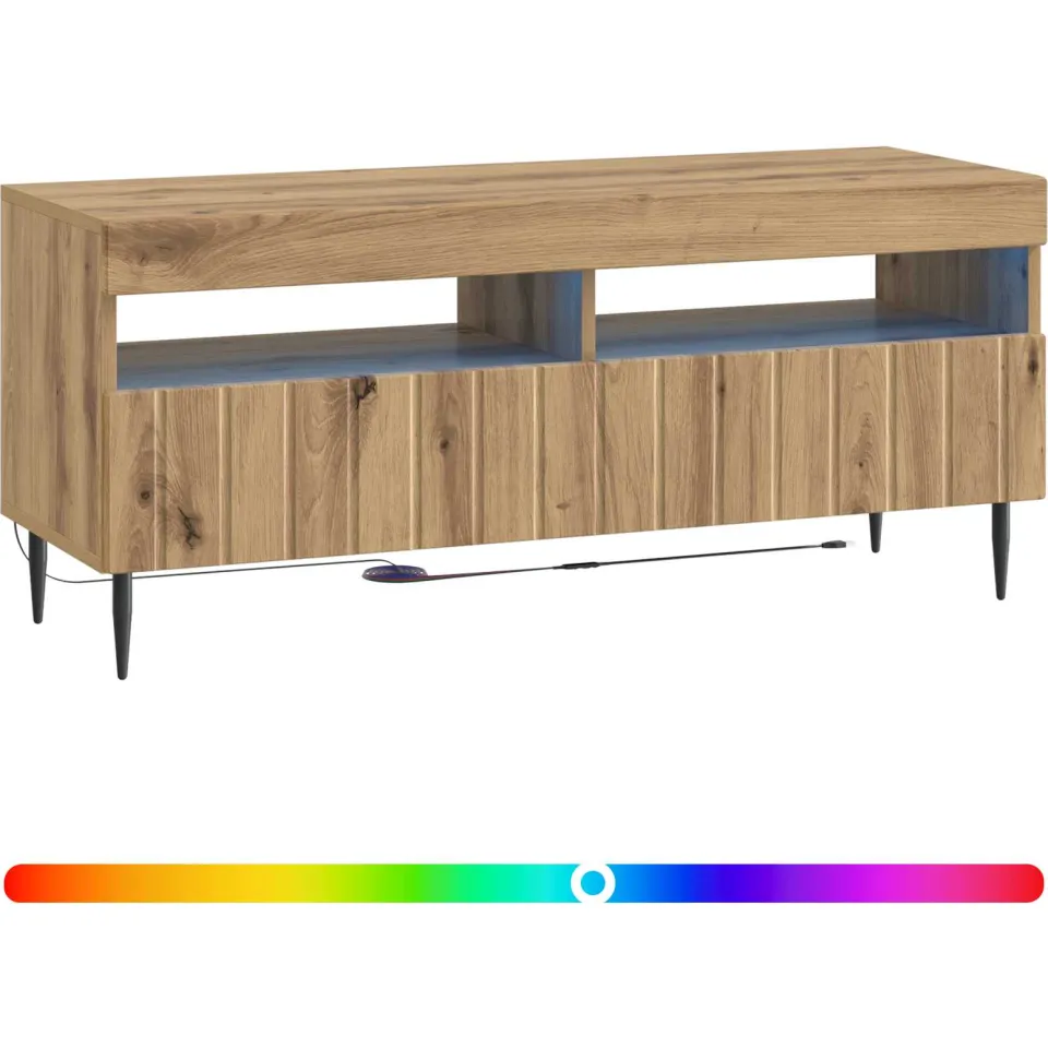 vidaXL LED tv-meubel ZWOLLE 100 x 35 x 43 cm Artisanaal eiken, foto 3
