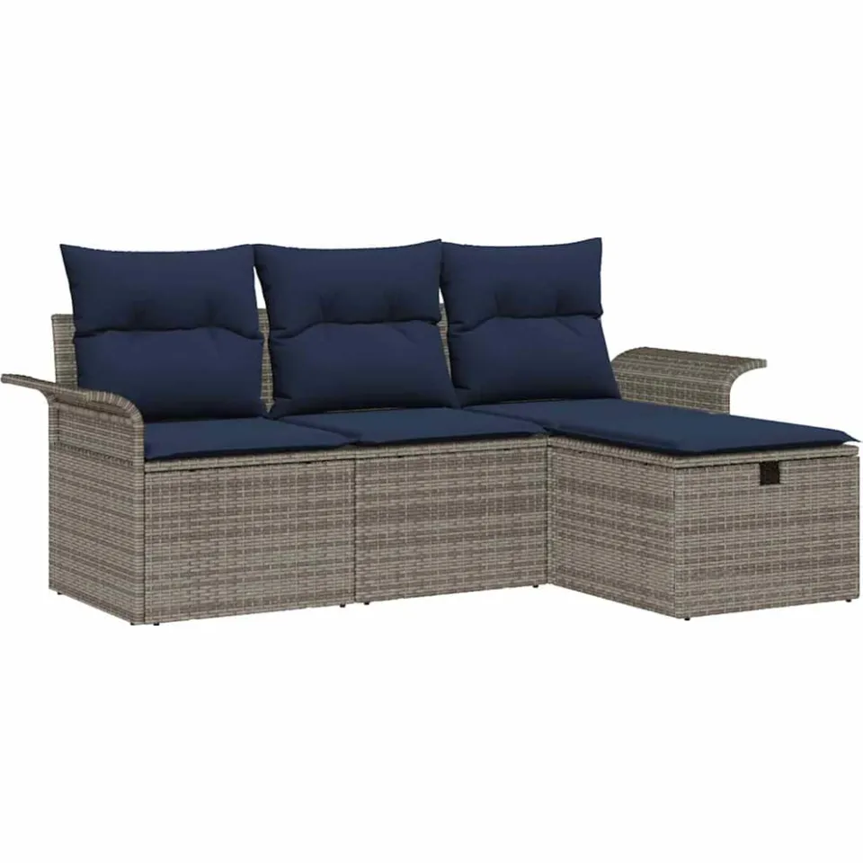 vidaXL Tuin Sofa Set 4 st Poly riet zwart, foto 4