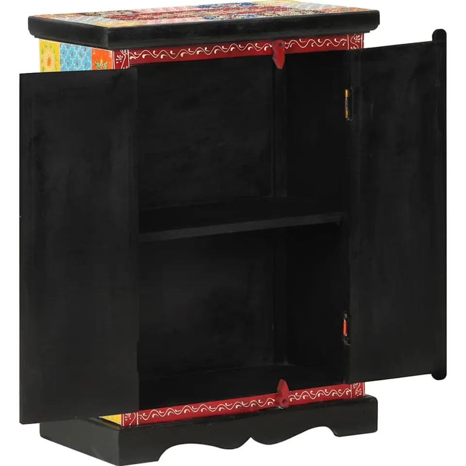 vidaXL Kast handgeschilderd met deuren 53x30x75 cm massief mangohout meerkleurig, foto 3