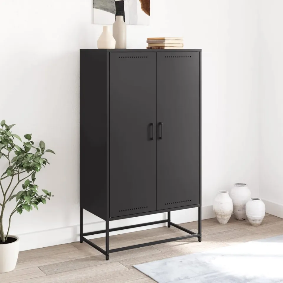 vidaXL Hoge kast 68,5x38,5x123,5 cm staal zwart, foto 3