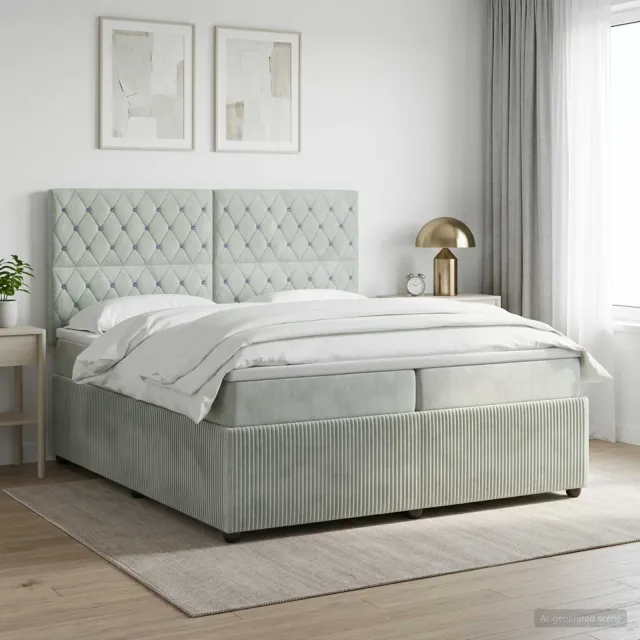 vidaXL Boxspringbed met matras Lichtgrijs 200 x 200 cm Fluweel