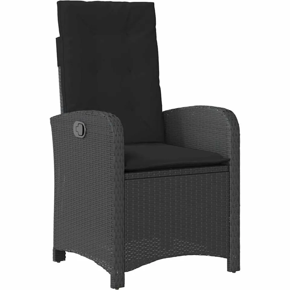 vidaXL 3-delige Tuinset met kussens poly rattan zwart, foto 4