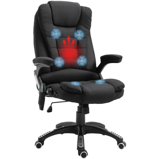 Lunpog Ergonomische Bureaustoel met Massagefunctie, Verwarmingsfunctie & Voetensteun - In Hoogte Verstelbaar - 360° Draaibaar - Zwart