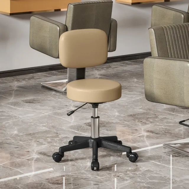 MIVRAY Bureaukruk 72-84 Cm - Verstelbare Rolkruk Met Rugleuning En 360° Draaibaar - Voor Bureau En Salon - Kunstleer Bruin Brown