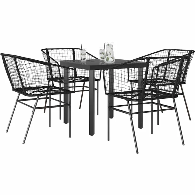 vidaXL 5-delige Tuinset poly rattan glas zwart, foto 2