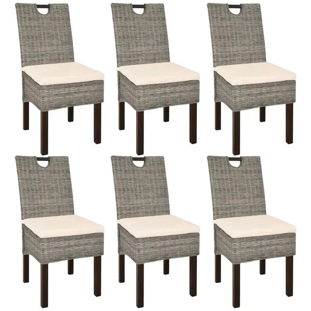 vidaXL Eetkamerstoel 6 st kubu rattan mangohout Bruin