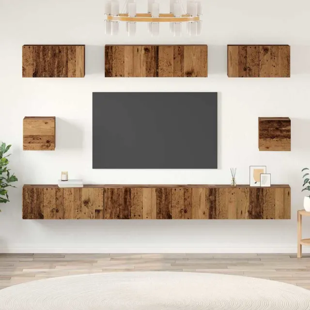 vidaXL Tv-meubelset 8 st Oud Hout Bewerkt hout bruin, foto 2
