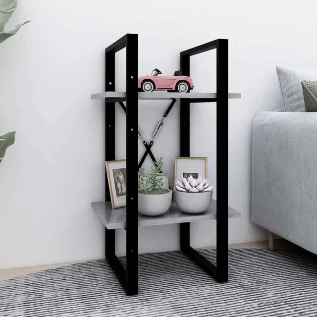 vidaXL Boekenkast met 2 schappen 40x30x70 cm bewerkt hout betongrijs grijs, foto 2