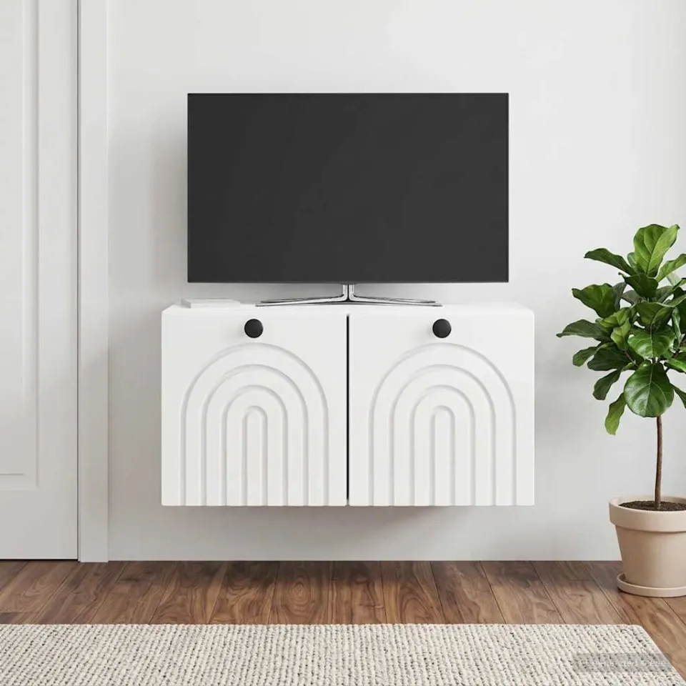 vidaXL Wandbeugel TV-kast Hoogglans Wit 59,5 x 31 x 30 cm Bewerkt hout, foto 4