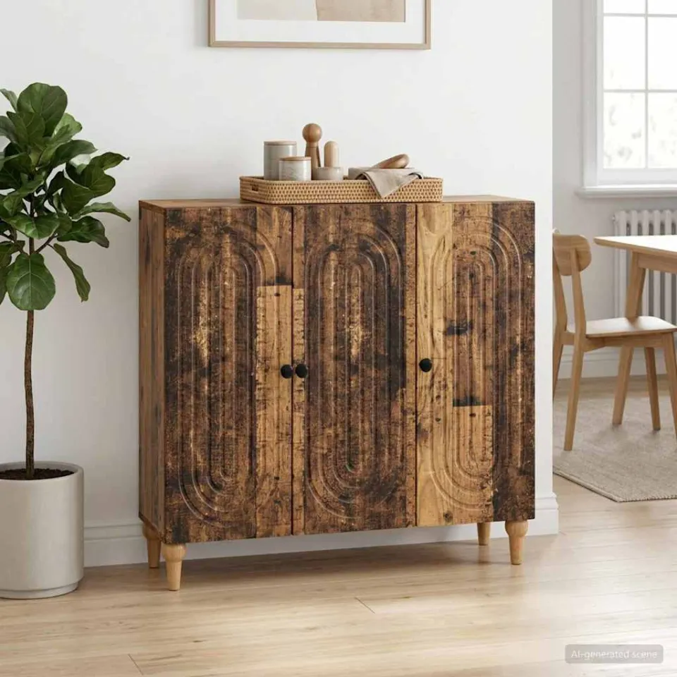 vidaXL Dressoir Oud hout 89 x 34,5 x 80 cm Bewerkt hout bruin, foto 3
