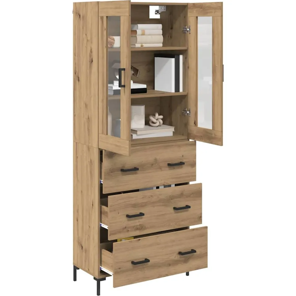 vidaXL Hoge kast 2 st Artisan Eiken 69,5 x 34 x 180 cm Bewerkt hout Bruin