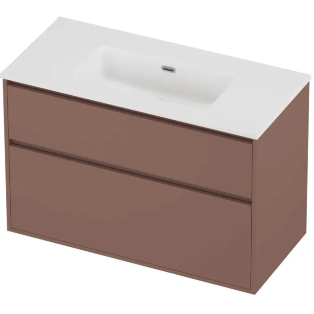 Proline Tribute Badmeubelset Porselein Elegant 100x46x67 cm Mat White Beauty Blush Rosé Goud