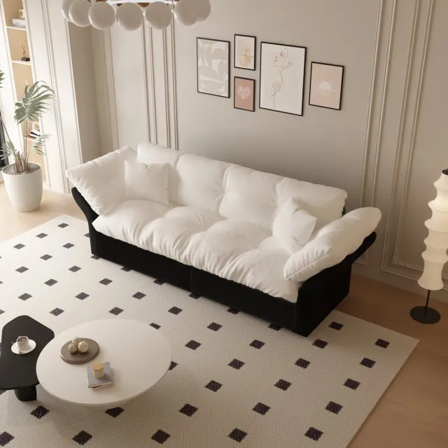 MUVANO 3-in-1 converteerbare slaapbank - Uitschuifbare queen - Velours bank - 190x85x91 cm - Slaapfunctie- Woonkamer Beige