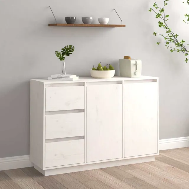 vidaXL Dressoir 111x34x75 cm massief grenenhout wit, foto 2