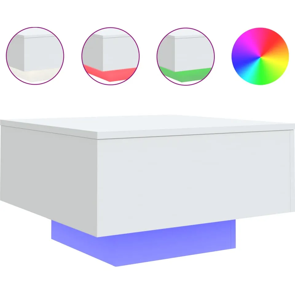 vidaXL Salontafel met LED-verlichting 55x55x31 cm wit