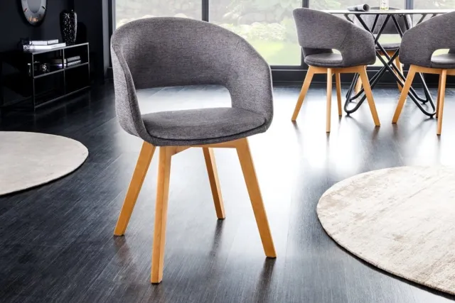 Invicta Interior Design stoel NORDIC STAR grijze structuurstof houten poten eikenlook - 43421 Zie omschrijving