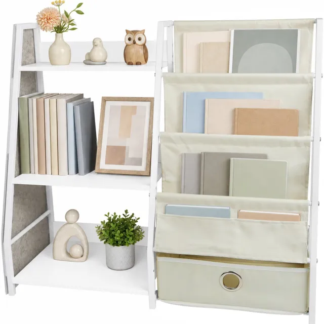 PIPIPOXER Boekenkast Kind - Kinderboekenkast - 75 × 30 × 75 cm - Boekenrek Kind Staand - Wit