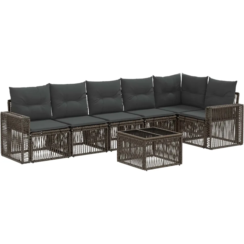 vidaXL Tuinbankenset 7 st Grijs en Donkergrijs poly rattan, foto 3